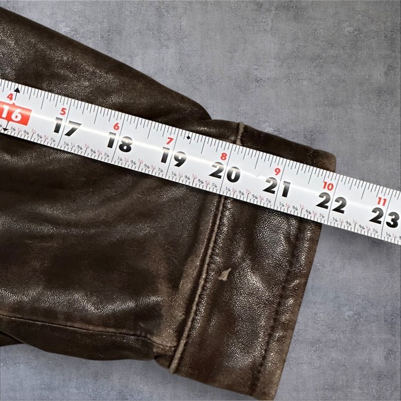 Nautica Genuine Leather Bomber Jacket Brown Size 42 Zip Front‎ Lined Classic - Picture 9 of 13